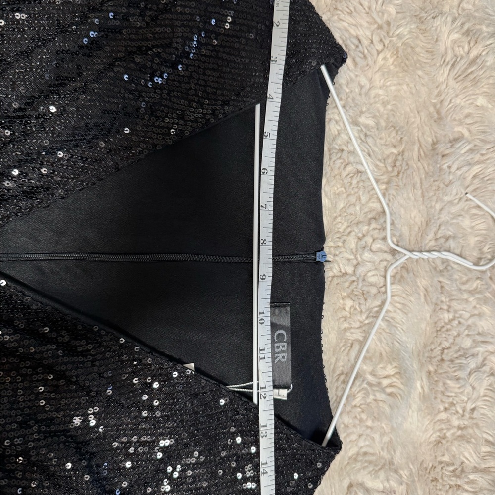 CBR Black Sequin Long Sleeve Wrap-Front Dress - Picture 6 of 7